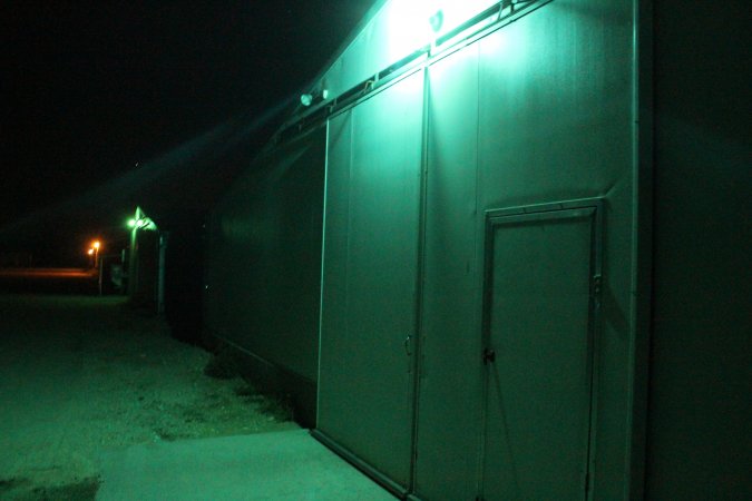 Broiler shed outside at night