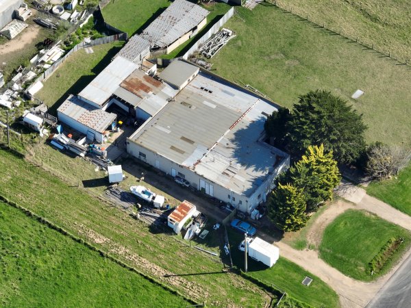 Drone flyover of rabbit/sheep slaughterhouse