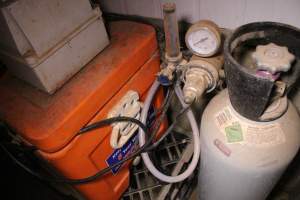 Carbon dioxide gassing box - Portable gas chamber for killing sick or runt piglets - Captured at Yelmah Piggery, Magdala SA Australia.