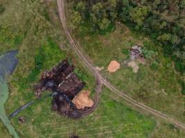 Wilrose Piggery - Aerial view of a dead pit. - Captured at Wilrose Piggery, Netherby QLD Australia.