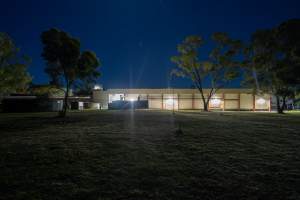 Outside slaughterhouse at night - Southern side of building. - Captured at Ralphs Meat Co, Seymour VIC Australia.