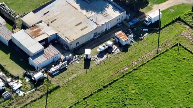 Drone flyover of rabbit slaughterhouse